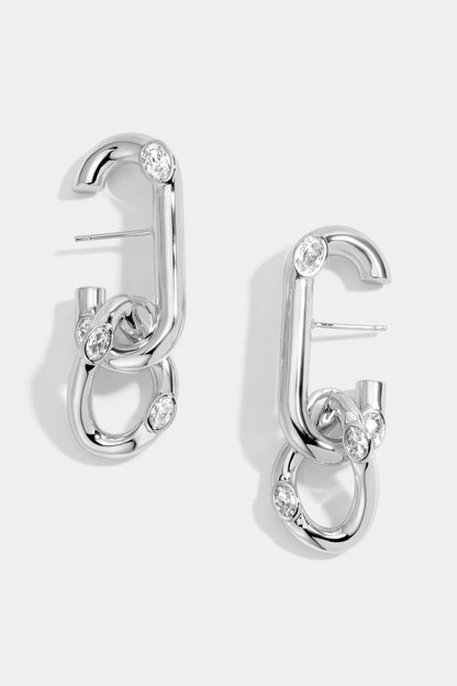 White Cubic Zirconia Logan Lobe Cuff Earrings