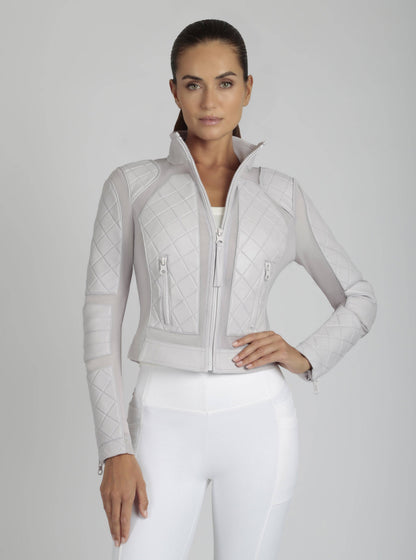Blanc Noir Classic Orchard Tint Leather Mesh Moto Jacket