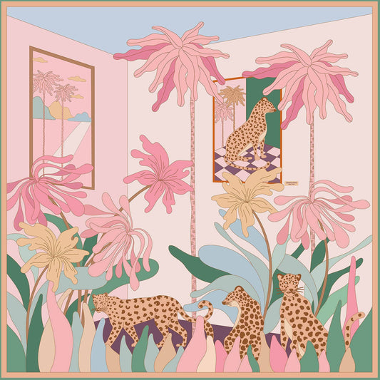 Jessie Zhao Double Sided Silk Scarf Of Indoor Forest
