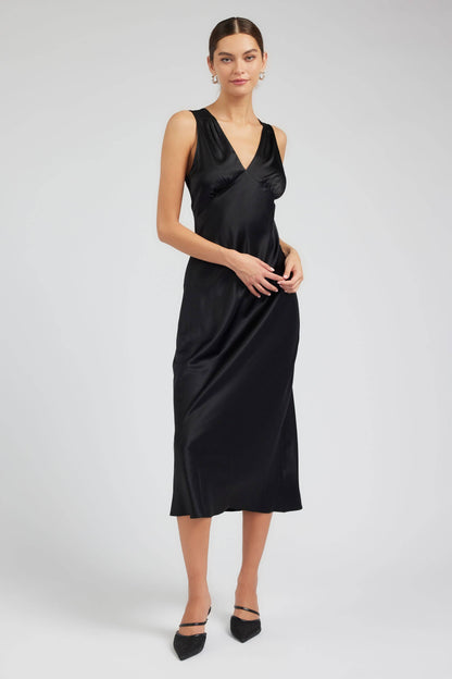 Current Air 100% Silk Sweetheart Midi Dress