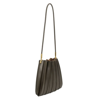 Melie Bianco Carrie Olive Pleated Vegan Leather Shoulder Bag