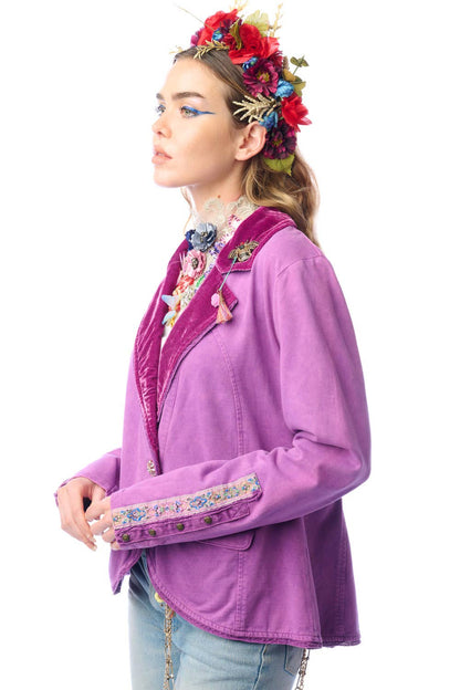 Aratta Colonel Jacket - Violet | French Terry Jacket | Velvet Blazer