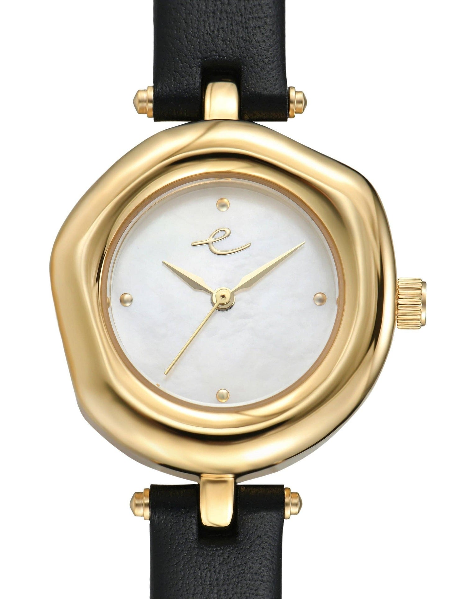 Ettika Open Circle Leather Watch in Black