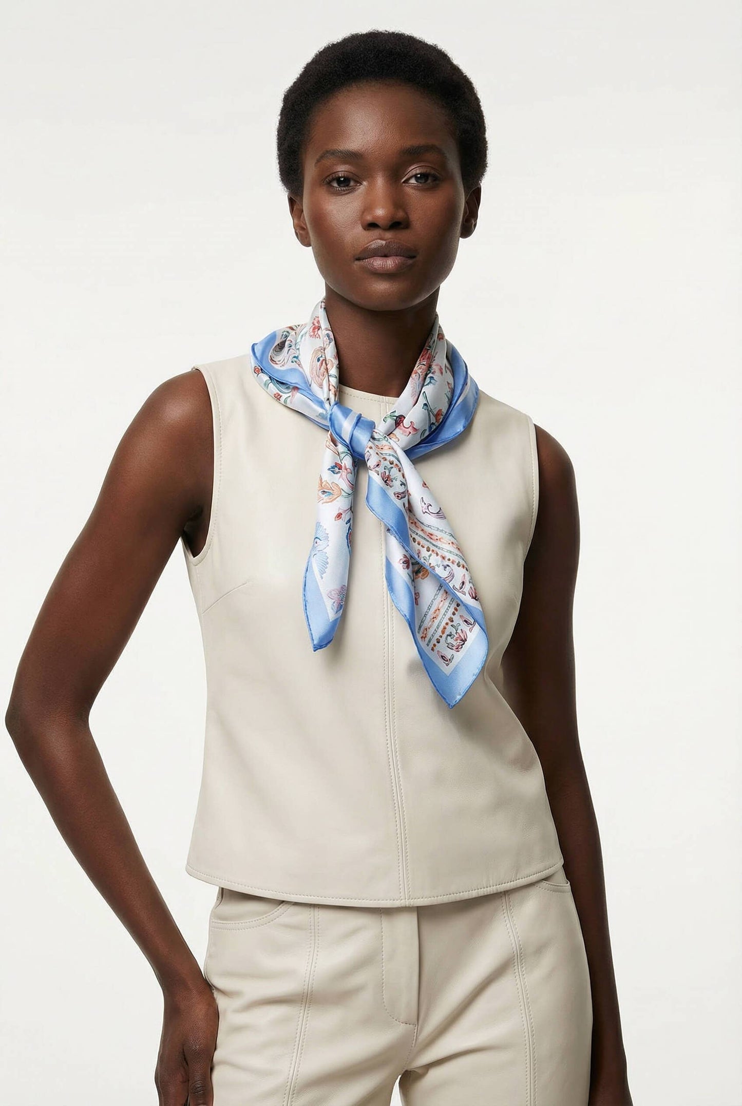 Jessie Zhao Baroque Blossom Double Sided Silk Scarf