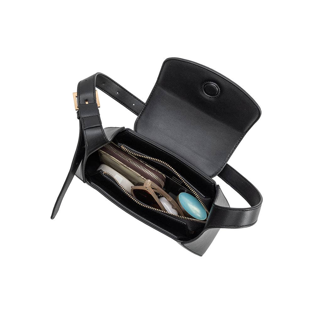 Melie Bianco Melody Black Recycled Vegan Leather Shoulder Bag