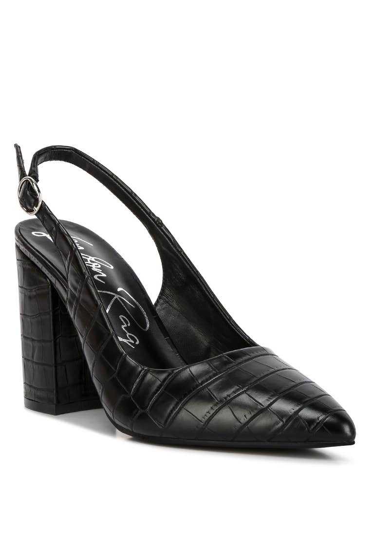 London Rag Macha Croctexture Sling Back Heels
