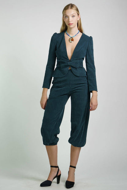 Kristinit Teal Velvet Antonina Jacket