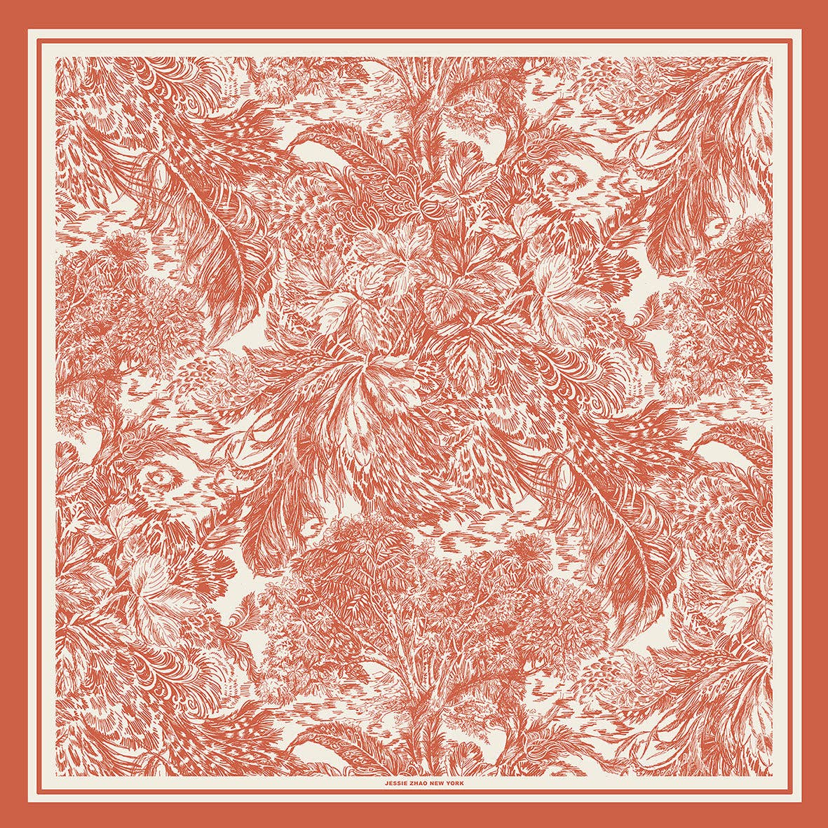 Jessie Zhao Terracotta Dream Double Sided Silk Scarf