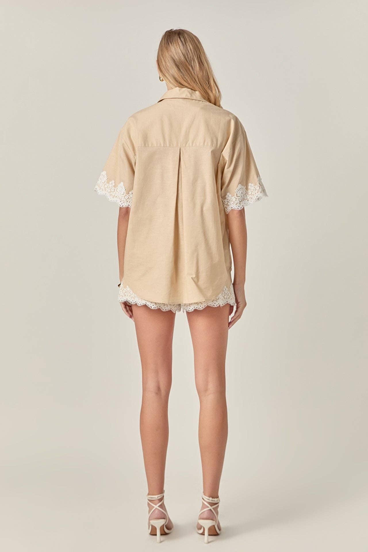 English Factory Midnight Lace Linen Shirt
