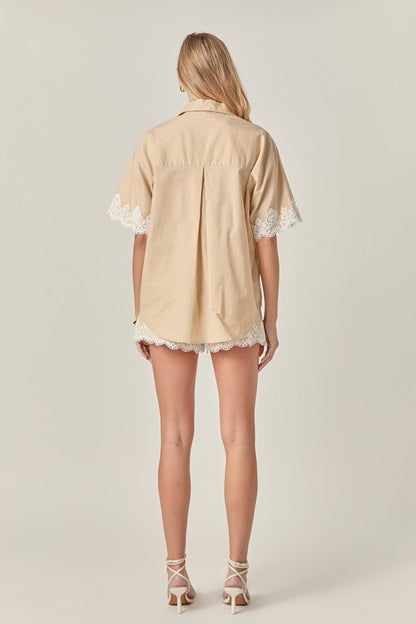 English Factory Midnight Lace Linen Shirt