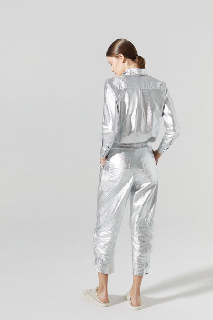 Lanhtropy San Marino Metallic Linen Shirt - Silver