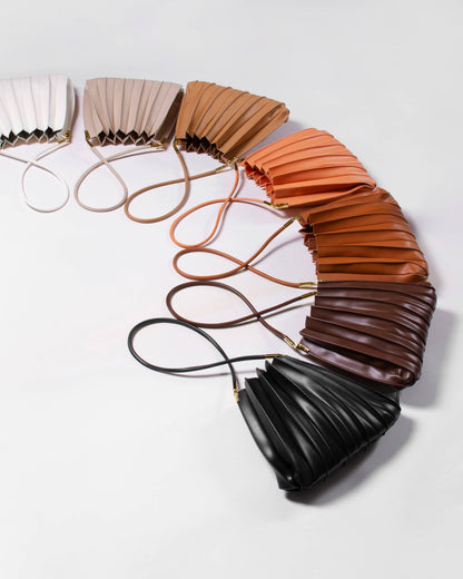 Melie Bianco Carrie Black Pleated Vegan Leather Shoulder Bag