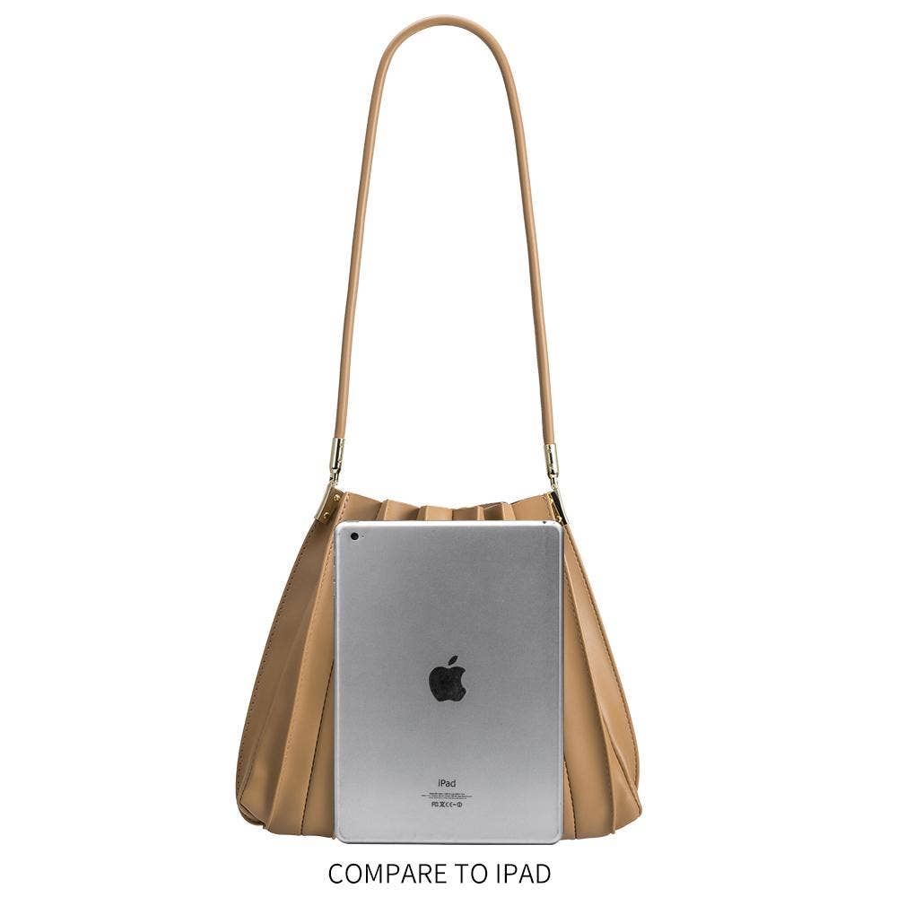 Melie Bianco Carrie Black Pleated Vegan Leather Shoulder Bag