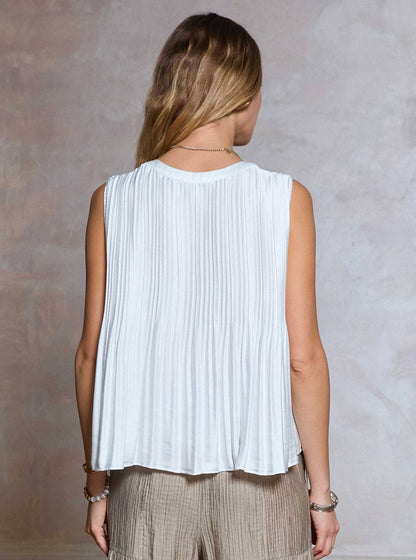 Current Air Pleated Sleeveless Cropped Top