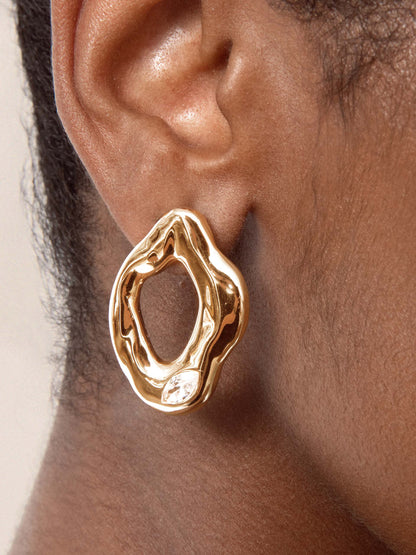 Ettika Melting Metal Crystal Earrings