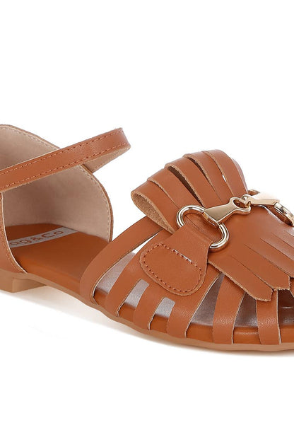 Rag & Co Ramita Horsebit Fringe Flat Sandals