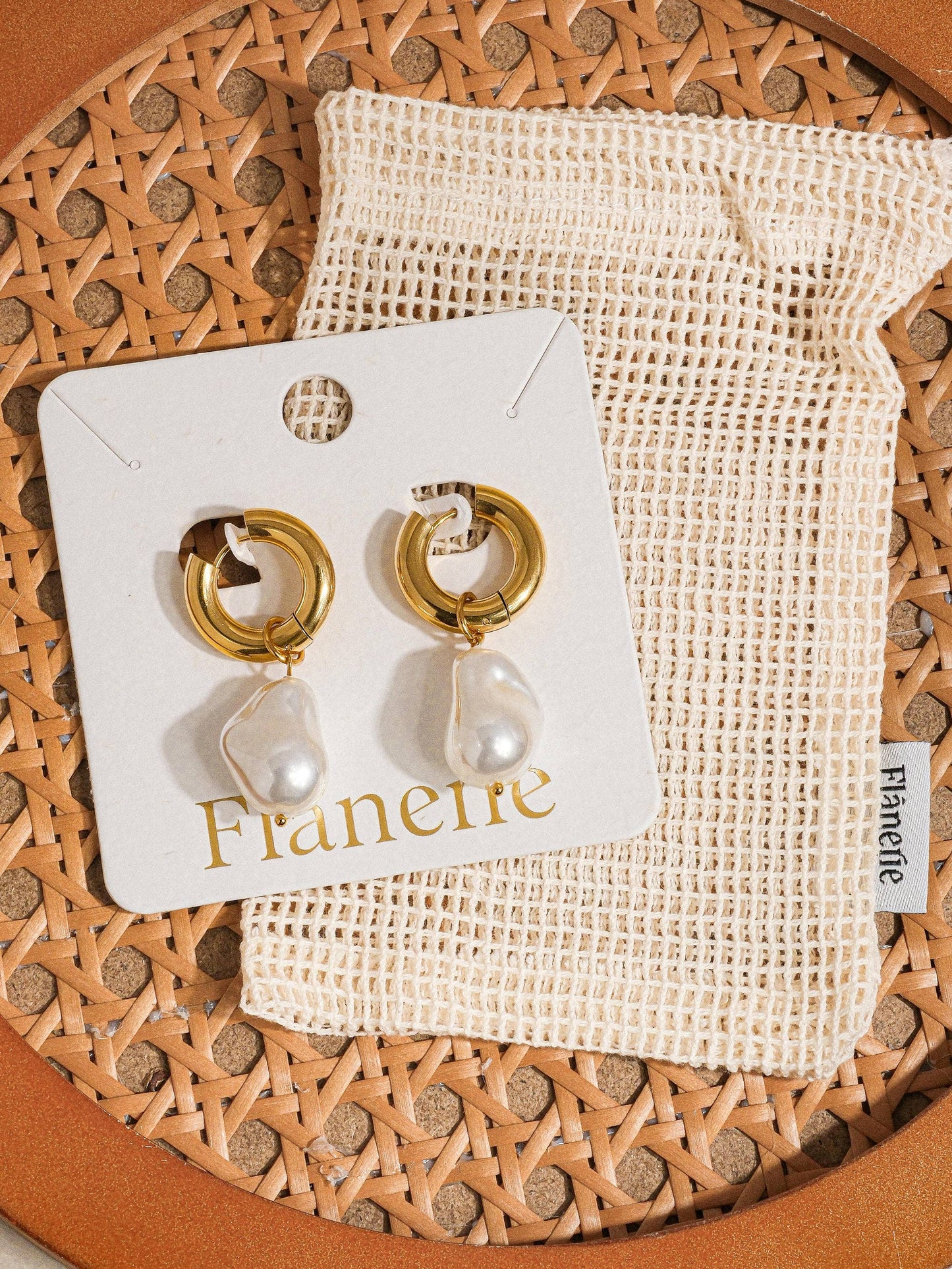 Flanerie by Maiq Oceana Gold Statement Large Pearl Earring