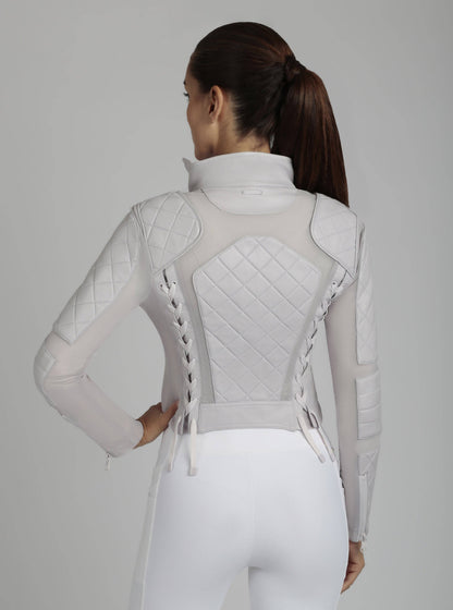 Blanc Noir Classic Orchard Tint Leather Mesh Moto Jacket