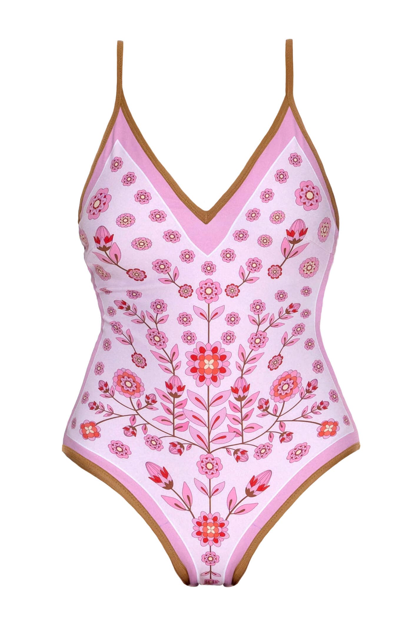 Jessie Zhao Pink Garden Reversible V-Neck One-Piece Swimsuit