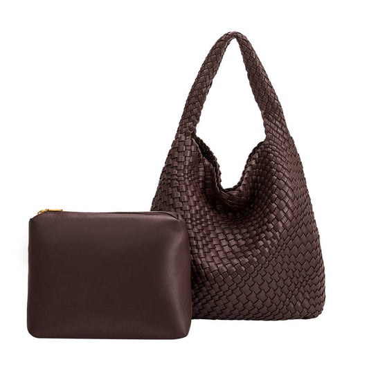 Melie Bianco Johanna Espresso Recycles Vegan Leather Shoulder Bag