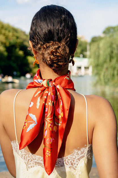 Jessie Zhao Festival Flora Double Sided Silk Scarf