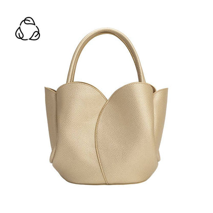 Melie Bianco Tulip Gold Recycled Vegan Leather Top Handle Bag