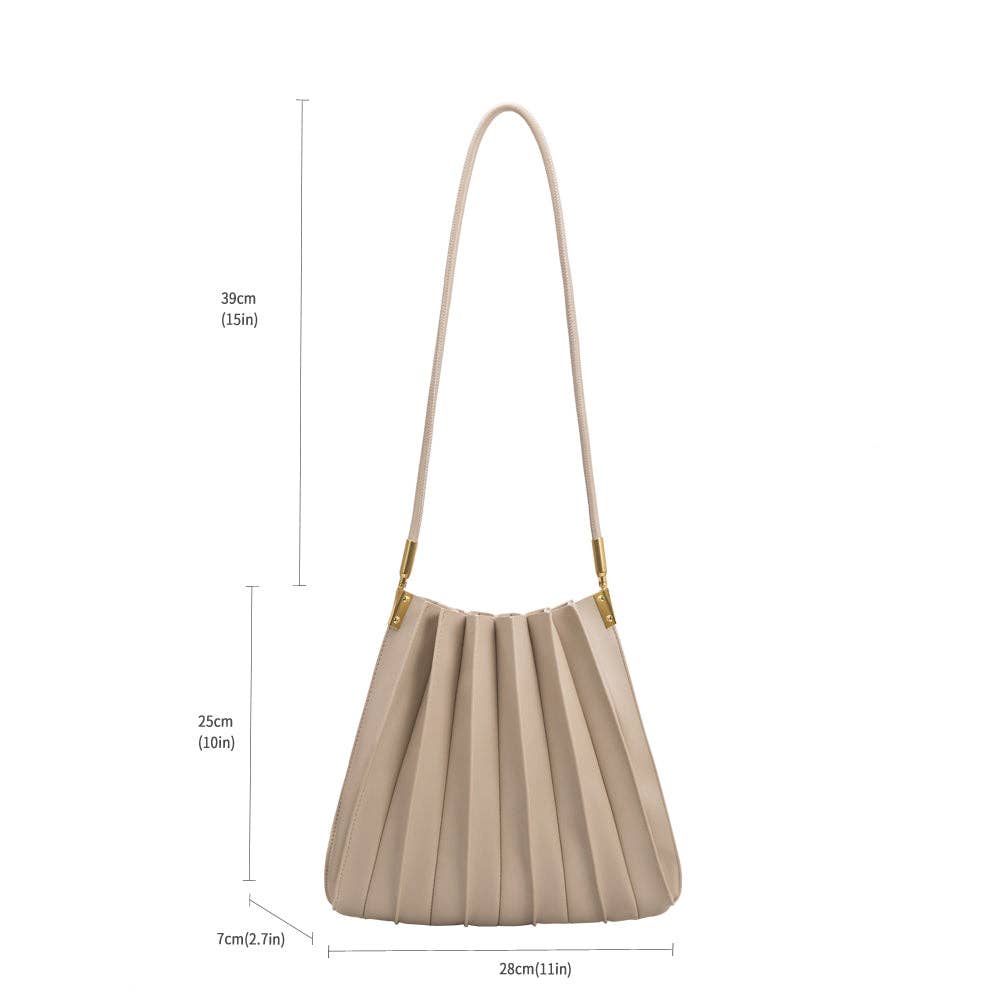 Melie Bianco Carrie Mushroom Pleated Vegan Leather Shoulder Bag