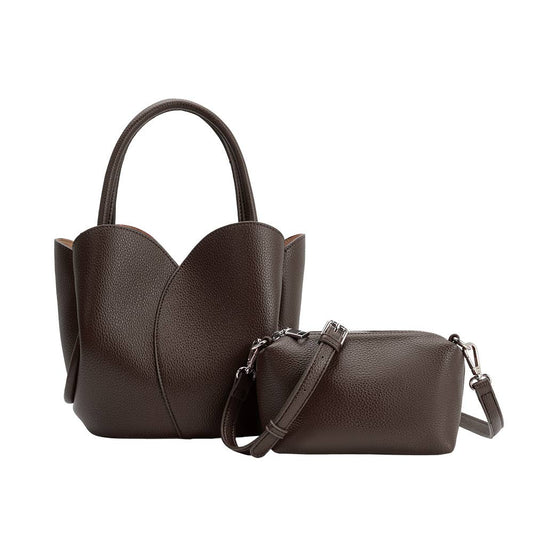 Melie Bianco Tulip Chocolate Recycled Vegan Leather Top Handle Bag