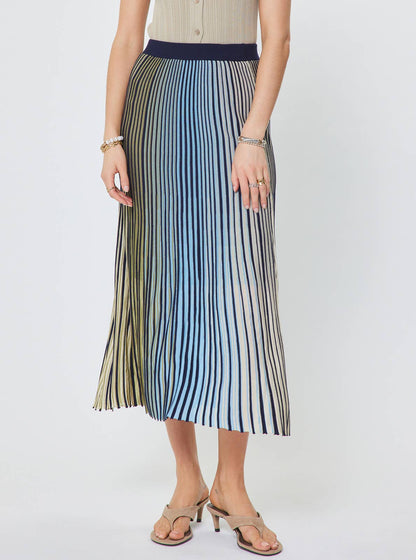 Current Air Striped Dolan Sleeve Sweater and Midi Skirt Set