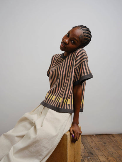 The Endery Bauhaus Short Sleeve Sweater Tee in the Oxide Palette