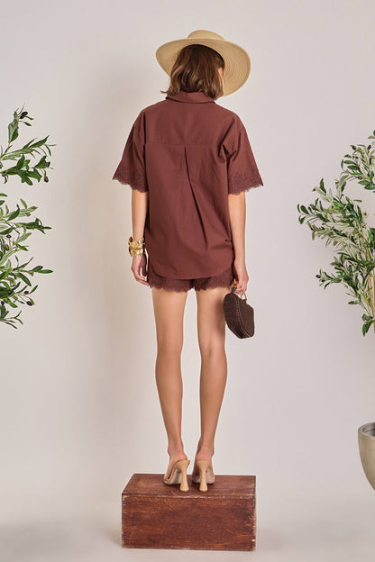 English Factory Midnight Lace Linen Shirt