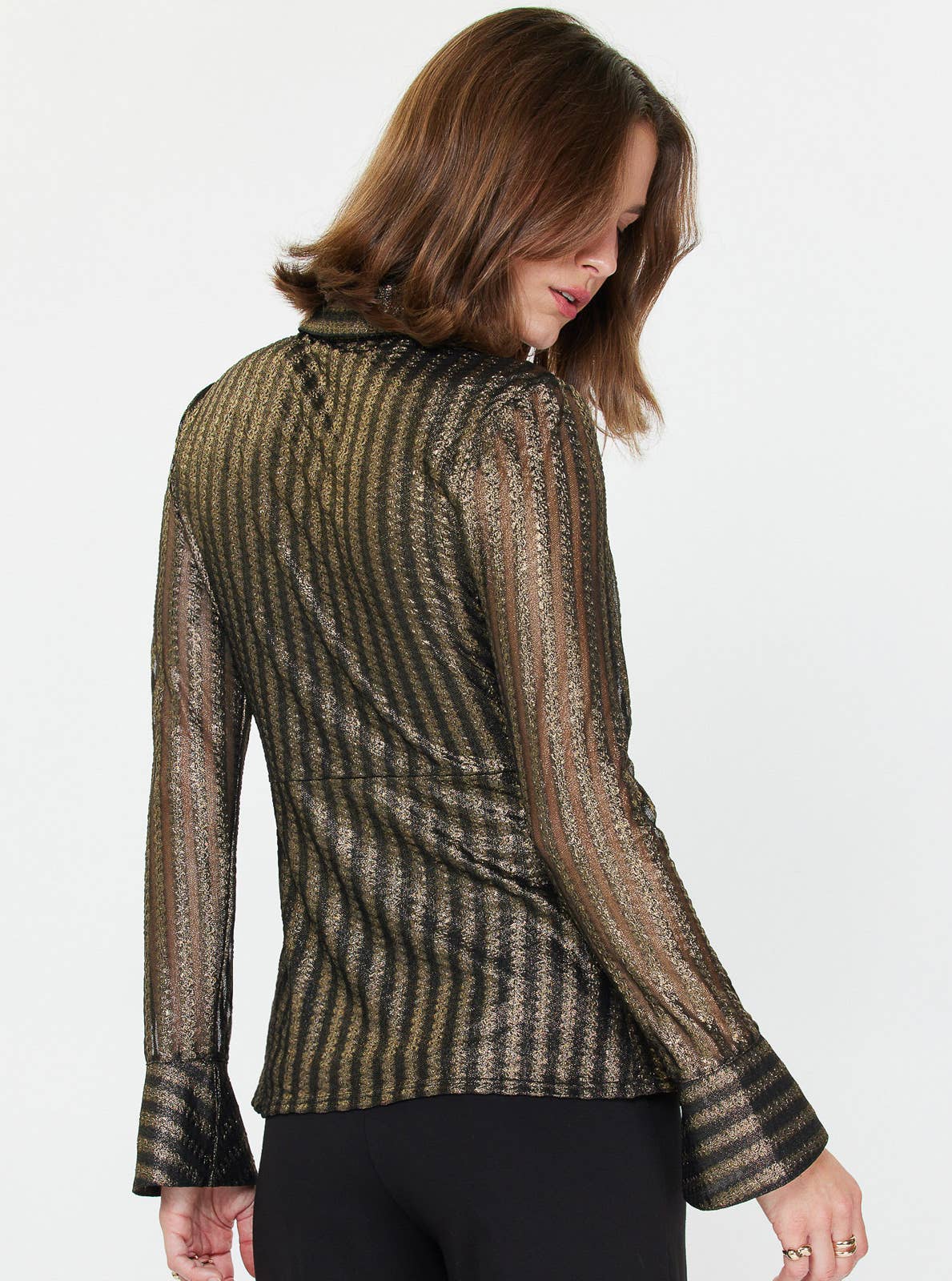 Current Air Metallic Striped Twist-Front Blouse