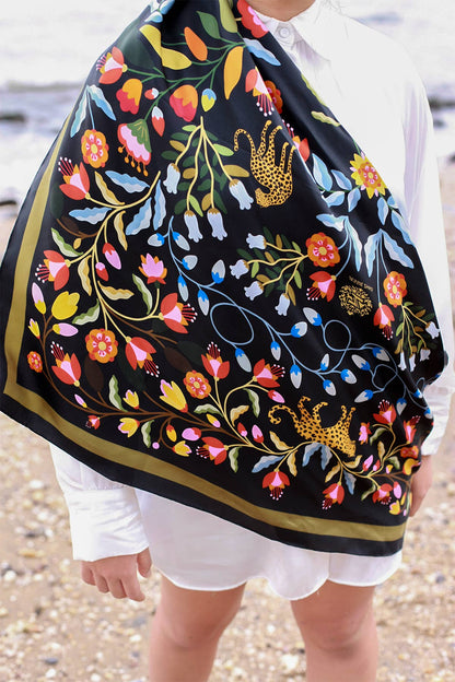 Jessie Zhao Double Sided Silk Scarf of Night Imagination