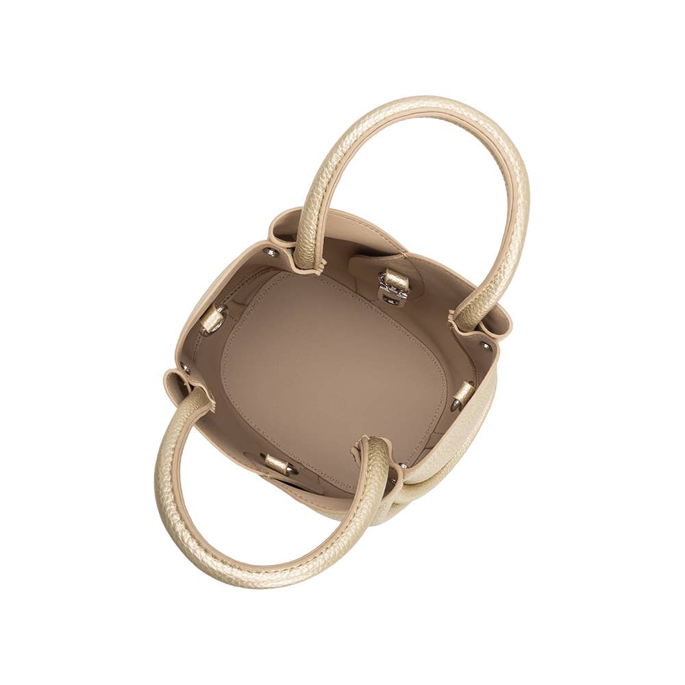 Melie Bianco Tulip Mini Metallic Gold Recycled Vegan Leather Handbag