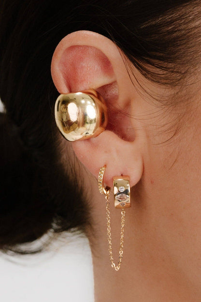 Ettika Double Piercing Bezel Crystal Dangle Earrings