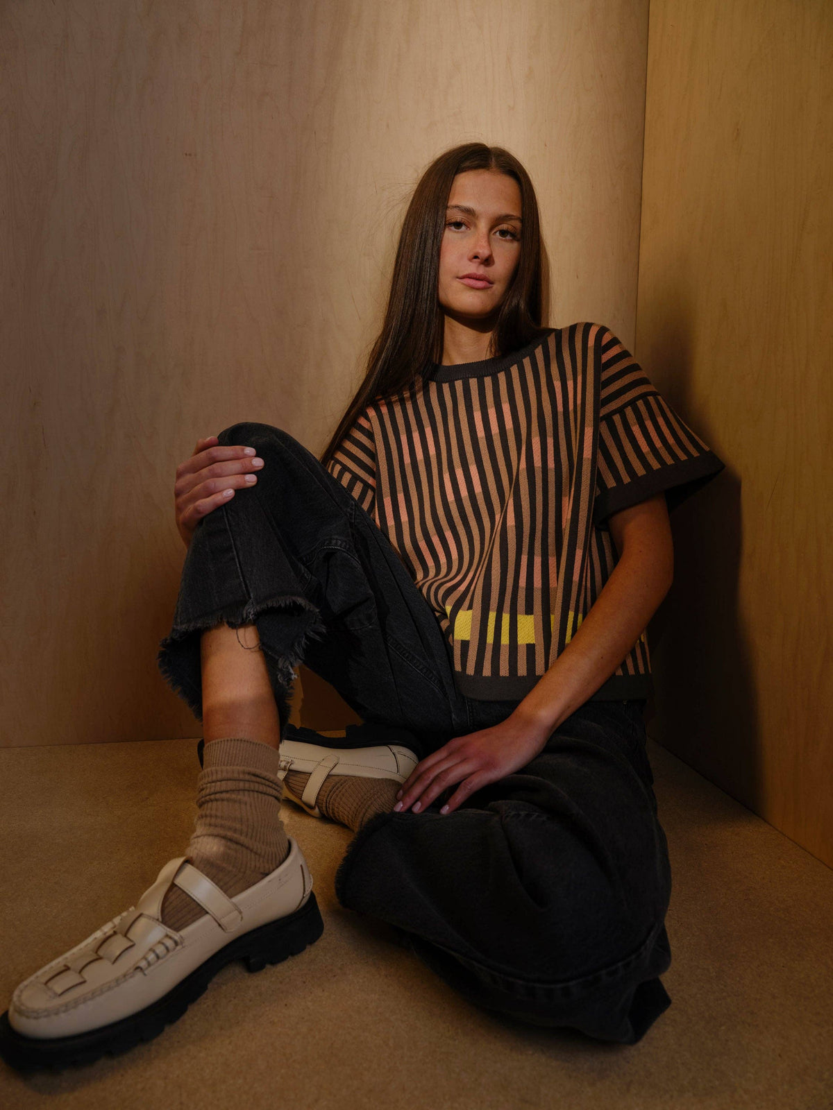 The Endery Bauhaus Short Sleeve Sweater Tee in the Oxide Palette