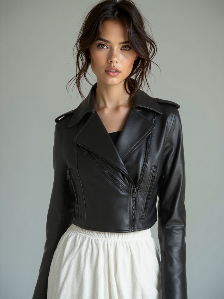 Blanc Noir Cleo Black Cropped Moto Jacket
