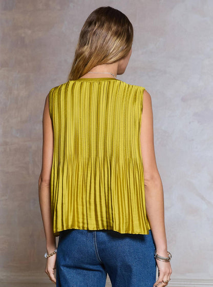 Current Air Pleated Sleeveless Cropped Top