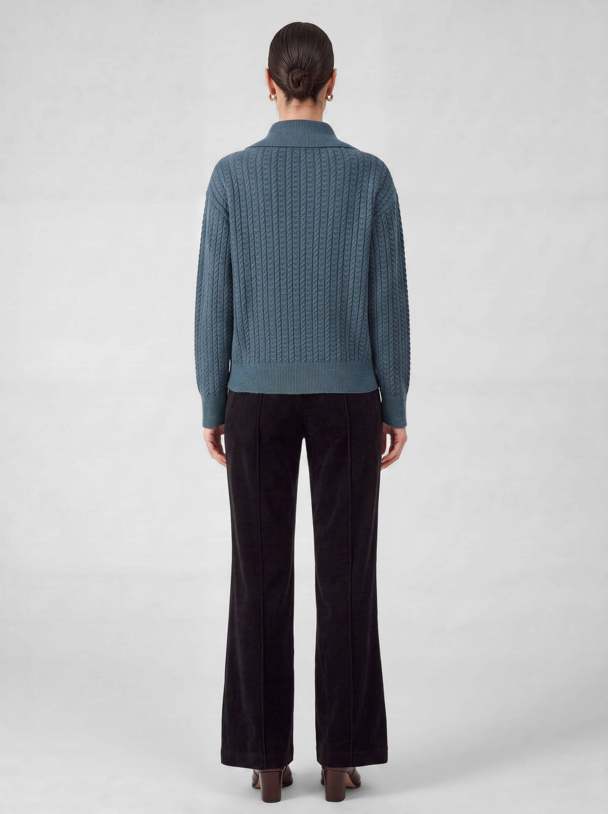 Current Air Open Collar Pullover Cable Knit Sweater