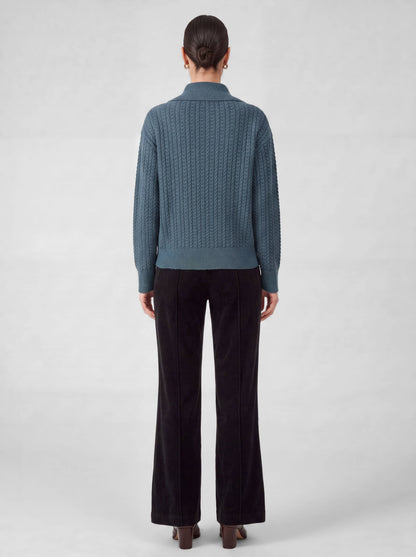 Current Air Open Collar Pullover Cable Knit Sweater