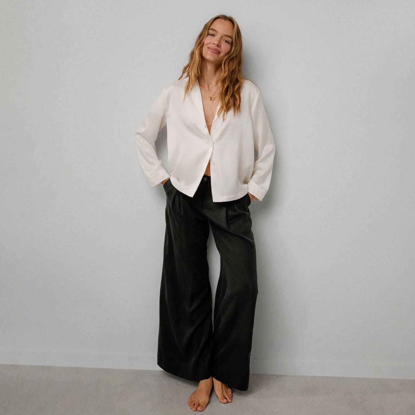 Washable Silk Button Up Long Sleeve