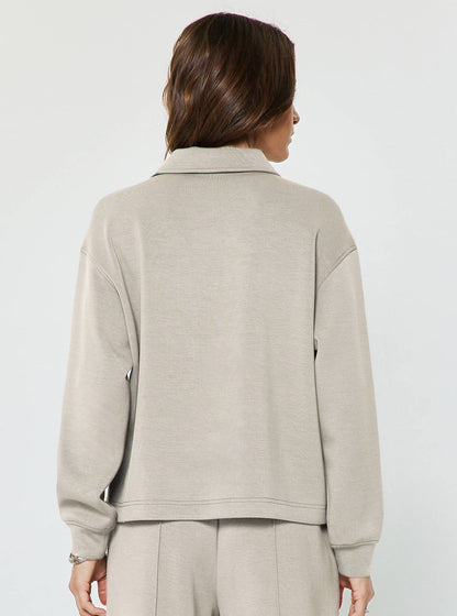 Current Air Collared Half Zip Sweatshirt and Wide Leg Pants Set