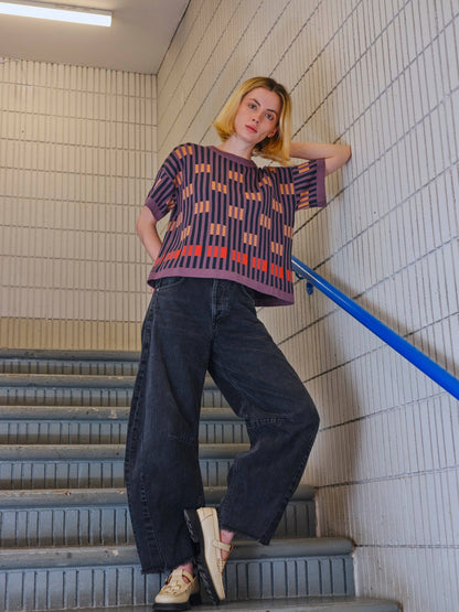 The Endery Bauhaus Short Sleeve Sweater Tee in Rhodolite
