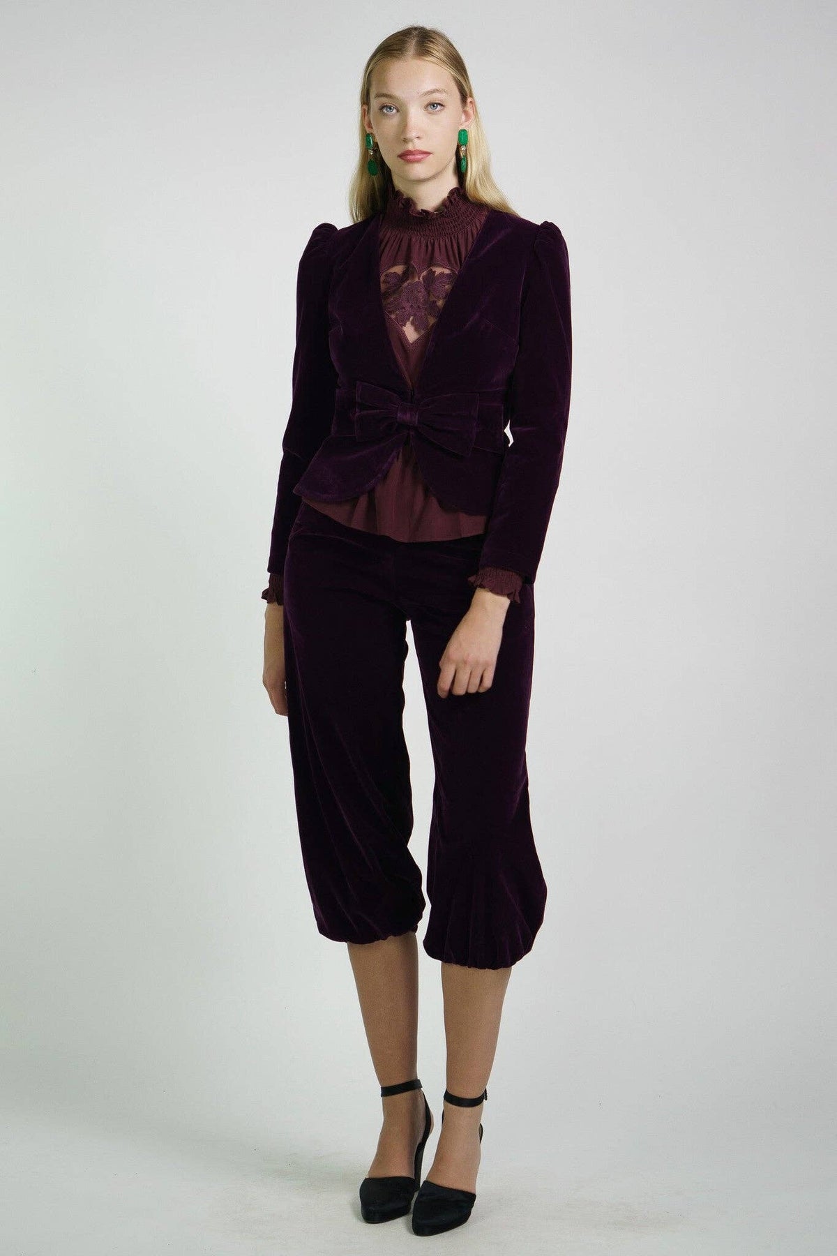 Kristinit Plum Velvet "Bel Age" Pants