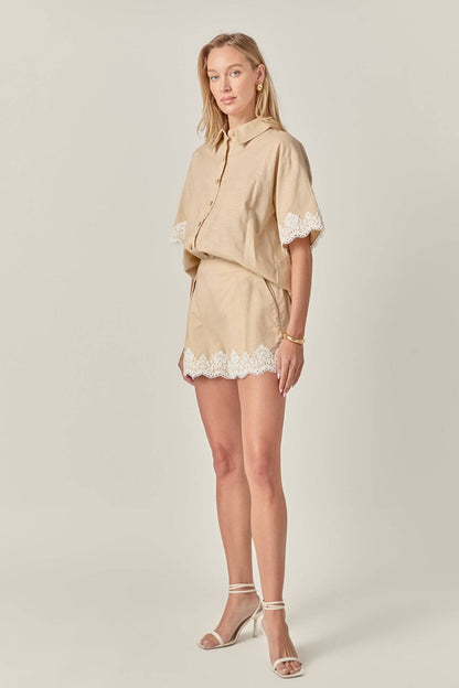 English Factory Midnight Lace Linen Shirt