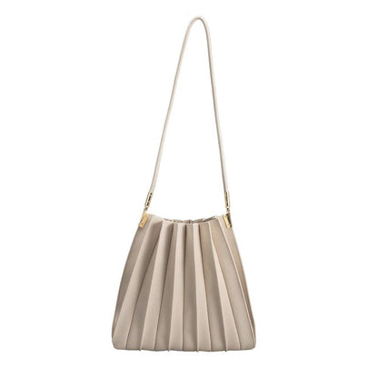 Melie Bianco Carrie Bone Pleated Vegan Leather Shoulder Bag