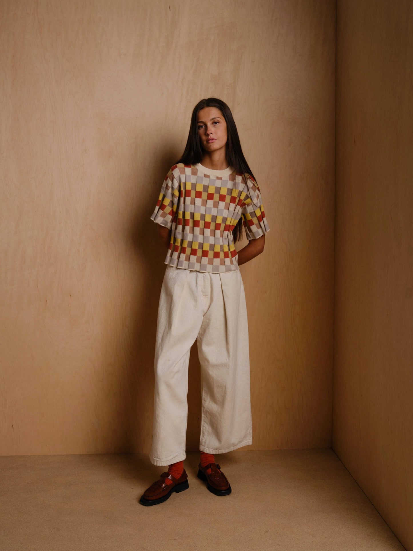 The Endery Anni Grid Plaited Tee - Elemental