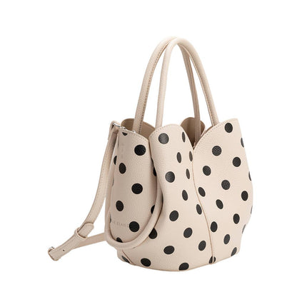 Melie Bianco Tulip Cream Recycled Vegan Polka Dot Top Handle Bag