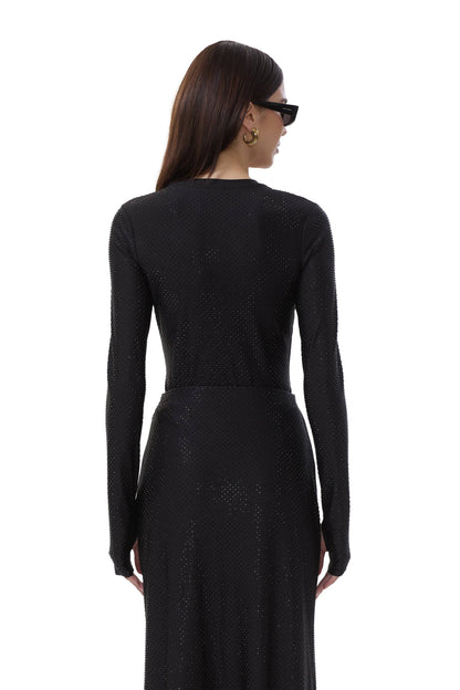AFRM Kaylee Studded Jersey Top - Noir