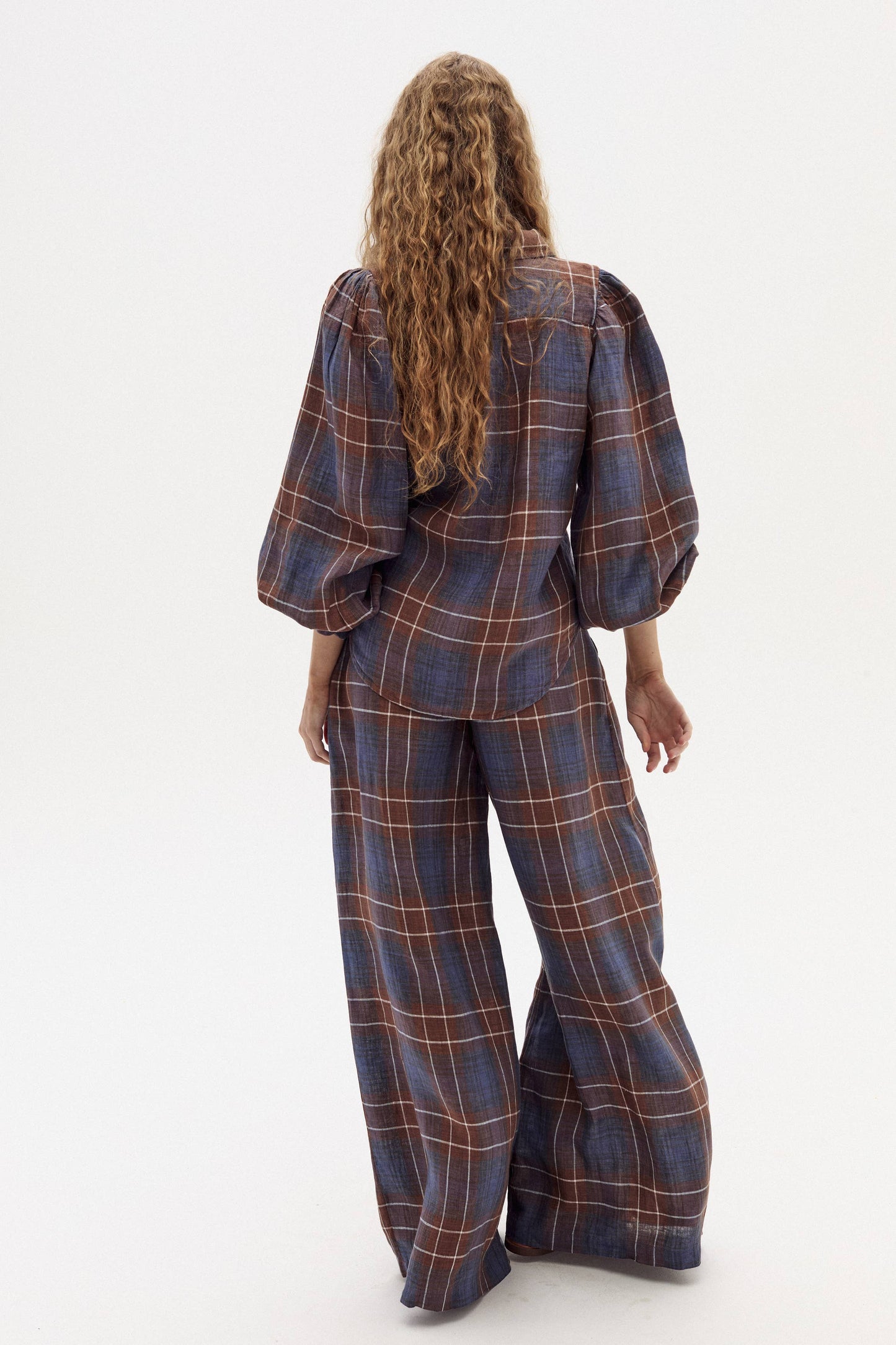 Lanhtropy Camille Linen Shirt in Forest Checks